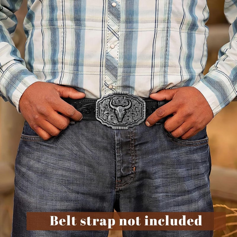 Sansths Cowboy Belt Buckle, Western Belt Buckles for Men Women Texas Bull Rodeo Cowgirl Belt Buckle - Image 3
